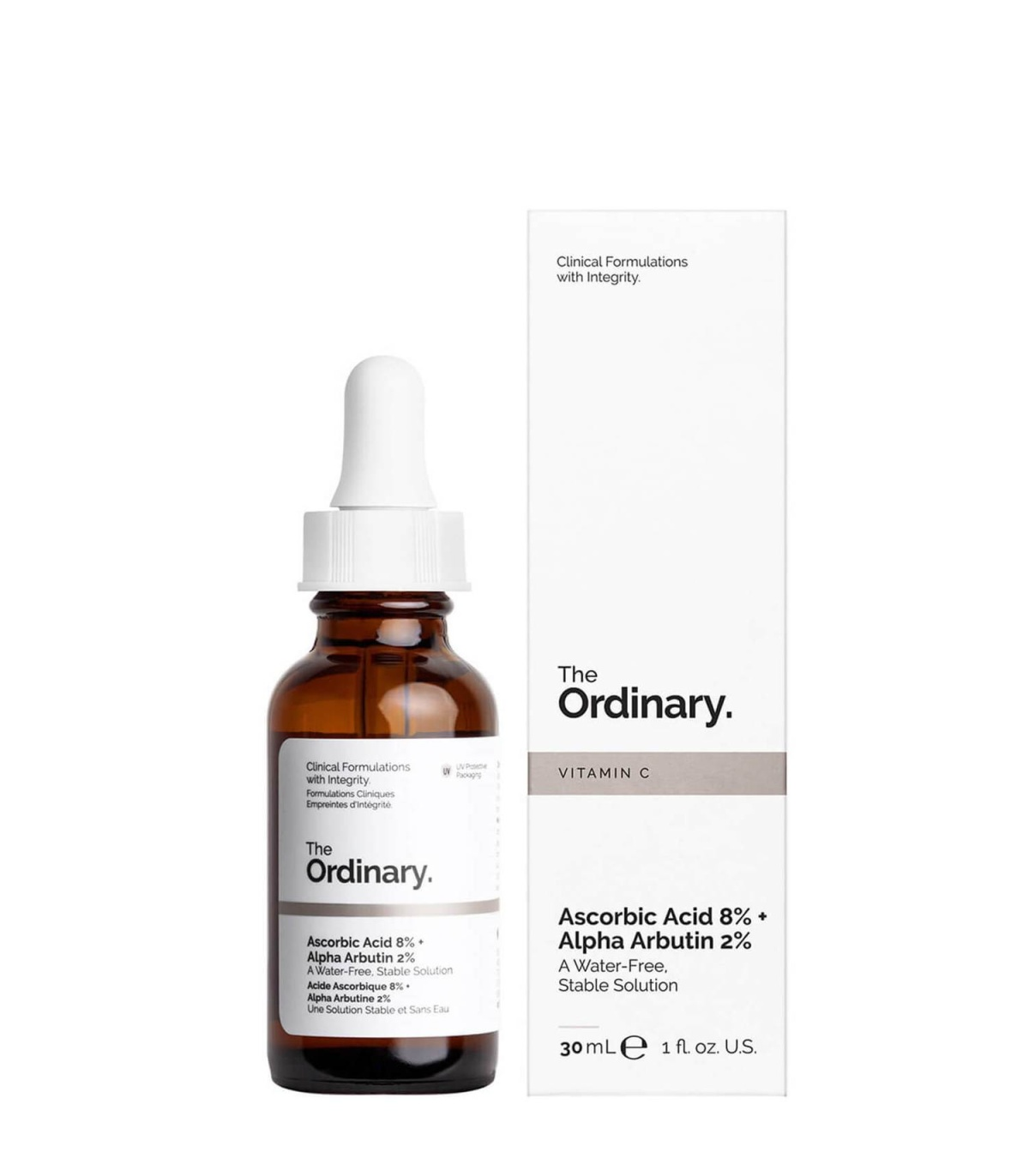 سرم ویتامین C ۸٪ + آلفا‑آربوتین ۲٪ اوردینری The Ordinary Ascorbic Acid 8% + Alpha Arbutin 2% Serum (۳۰ میلی‌لیتر)